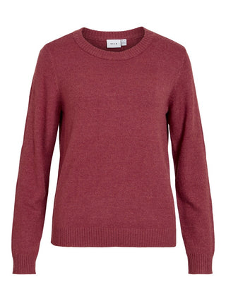 Viril Round Neck Long Sleeve Top | Marsala Dark Melange