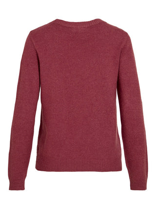 Viril Round Neck Long Sleeve Top | Marsala Dark Melange