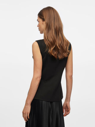 Varone Sleeveless Sqaure Neck Vest | Black