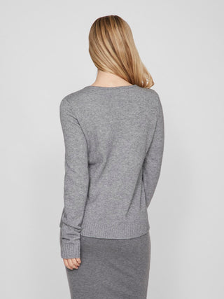 Viril V Neck Long Sleeve Top | Medium Grey Melange