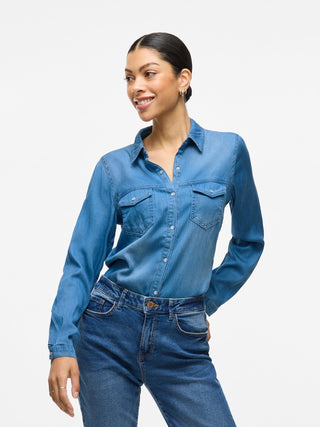 Bista Long Sleeve Shirt | Medium Blue Denim