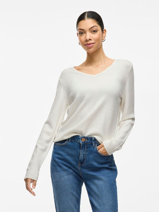 Viril V Neck Long Sleeve Top | White Alyssum