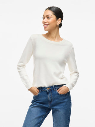 Viril Round Neck Long Sleeve Top | White Alyssum