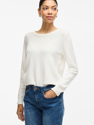 Viril Round Neck Long Sleeve Top | White Alyssum