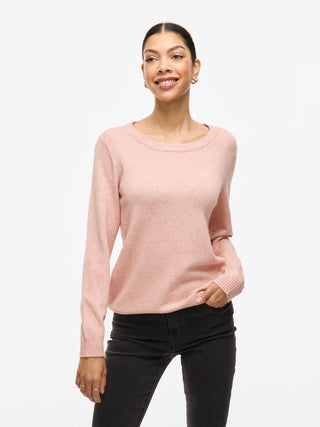 Viril Round Neck Long Sleeve Knit | Misty Rose
