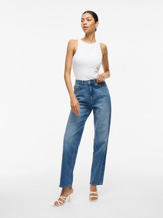 Kelly High Waist Straight Leg Jean | Medium Blue Denim Wash