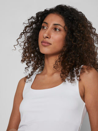 Kenza U Neck Sleeveless Tank Top | White