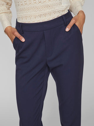 Varone High Waist Slim Trousers | Navy