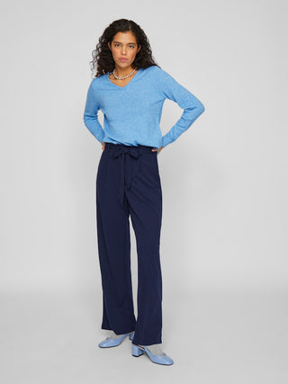 Viril V Neck Long Sleeve Knit | Blissful Blue