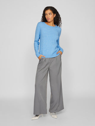 Viril Round Neck Long Sleeve Knit | Blissful Blue