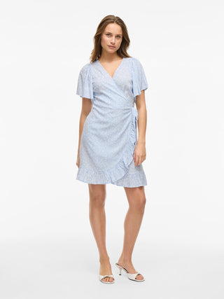 Noko Short Wrap Dress | Kentucky Blue