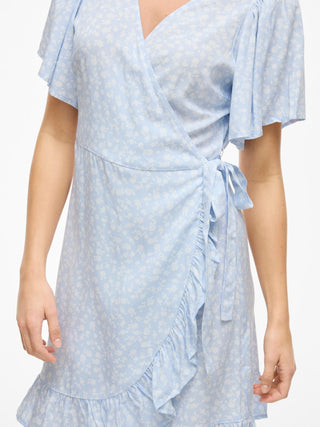 Noko Short Wrap Dress | Kentucky Blue