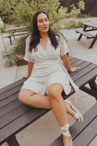 Vifilia Short Sleeve Knee Dress | Natural