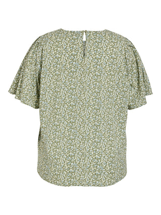 Vicelinan Ria Round Neck Short Sleeve Top Oil Green