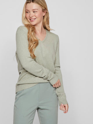 Viril V Neck Long Sleeve Top | Oil Green