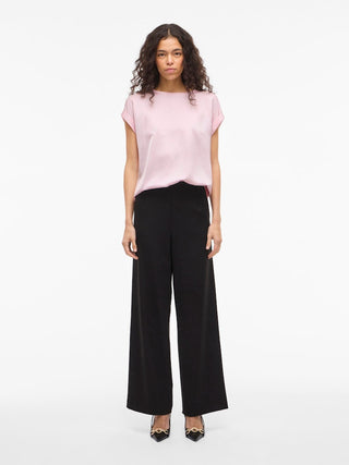 Ellette Short Sleeve Satin Top  | Cherry Blossom