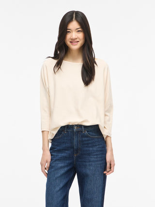 Malu Boatneck 3/4 Sleeve Knit Top | Sandshell Melange
