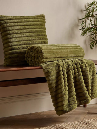 Catherine Lansfield Cosy Ribbed Throw Olive