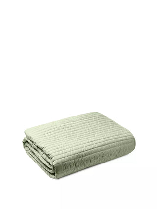 Bianca Quilted Lines Bedspread Throw Sage