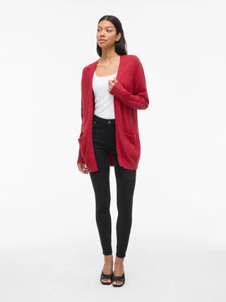 Viril Open Long Sleeve Knit Cardigan | Jester Red
