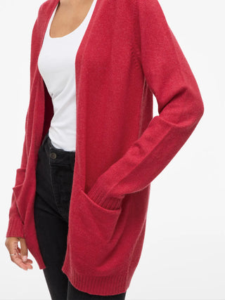 Viril Open Long Sleeve Knit Cardigan | Jester Red