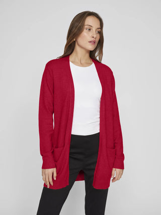 Viril Open Long Sleeve Knit Cardigan | Jester Red