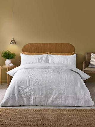 Folkstone Geo Duvet Cover Set  | White