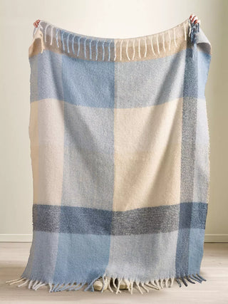Faux Mohair Check Throw | Blue