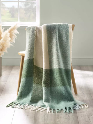 Faux Mohair Check Throw | Green