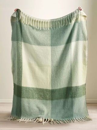 Faux Mohair Check Throw | Green