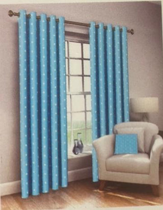 Ea Designs Energy Saving Dotty Black Out Eyelet Curtains Teal