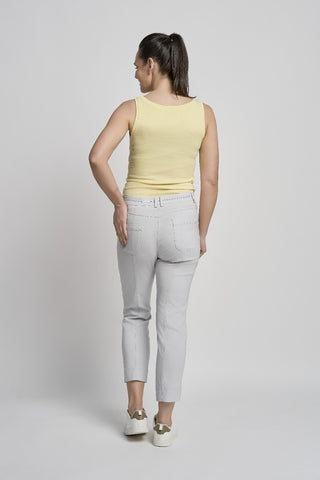 Ciara Cropped Straight Trouser | Silver