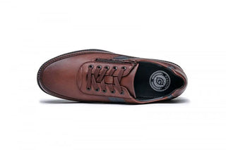 Wide Fit Leather Shoes with Zip & Lace  | Cognac