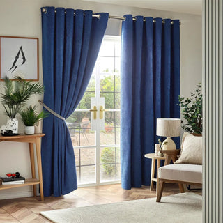 Ea Designs Plain Chenille Black Out Eyelet Curtains Danube