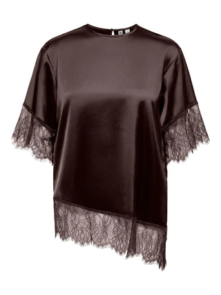 Indona 2/4 Satin Lace Top  | Chocolate Torte
