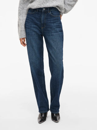 Kelly High Waist Straight Leg Jean | Dark Blue Denim Wash