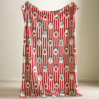 Christmas Vintage Stripped Throw | Red