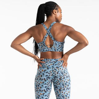 Women's Swift Sports Bra Niagara Blue Animal Print