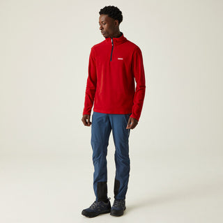 Men's Thompson Lightweight Half Zip Fleece Moonlight Denim Danger Red