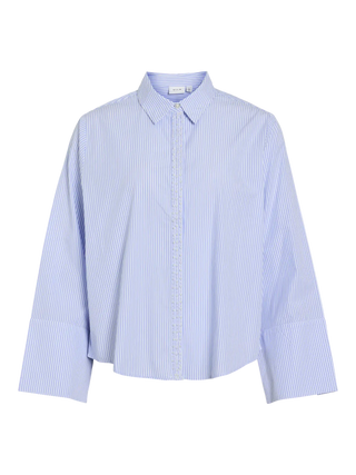 Pilina Long Sleeve Stripped Shirt | Snow White Light Blue