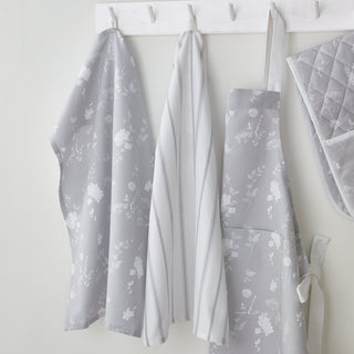 Catherine Lansfield Meadowsweet Floral Tea Towel White Grey