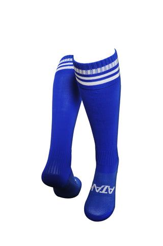 Atak Sports High Performance Comfort Fit Football Socks Blue and White