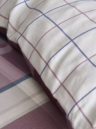 Catherine Lansfield Check Reversible Brushed Duvet Cover Set in Plum