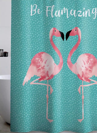 Catherine Lansfield Flamingo Shower Curtain Teal